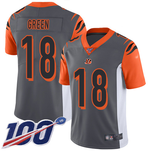 Cincinnati Bengals Limited Silver Men A J  Green Jersey NFL Footballl #18 100th Season Inverted Legend